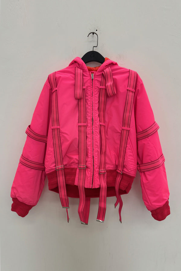 WALTER VAN BEIRENDONCK Lace-up Padded Jacket with Pillow Insert Series WVB-3002-MEIHONG Rose Red